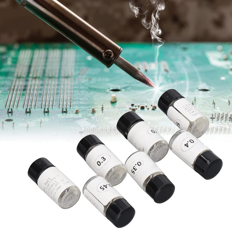 Walfront 7 Bottles Tin Solder Ball Tin Solder Ball Reballing Tin Solder Ball Reballing Soldering Heat Universal Stencils for PCB Chip 0.25, 0.3, 0.35, 0.4, 0.45, 0.5, 0.6mm - Image 3